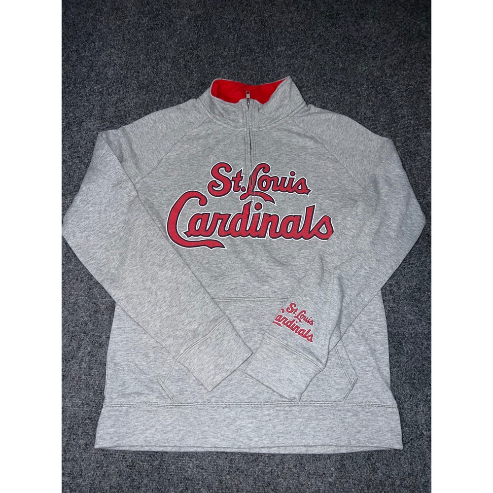 PINK Victoria's Secret St Louis Cardinals Quarter Zip Pullover Gray Medium